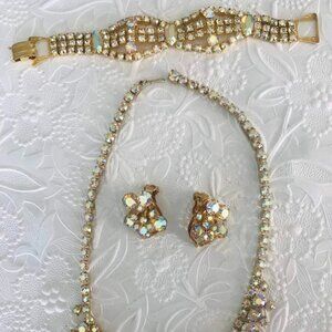 Fabulous Vintage Juliana Style Set in AB Necklace, Earrings and Bracelet Parure